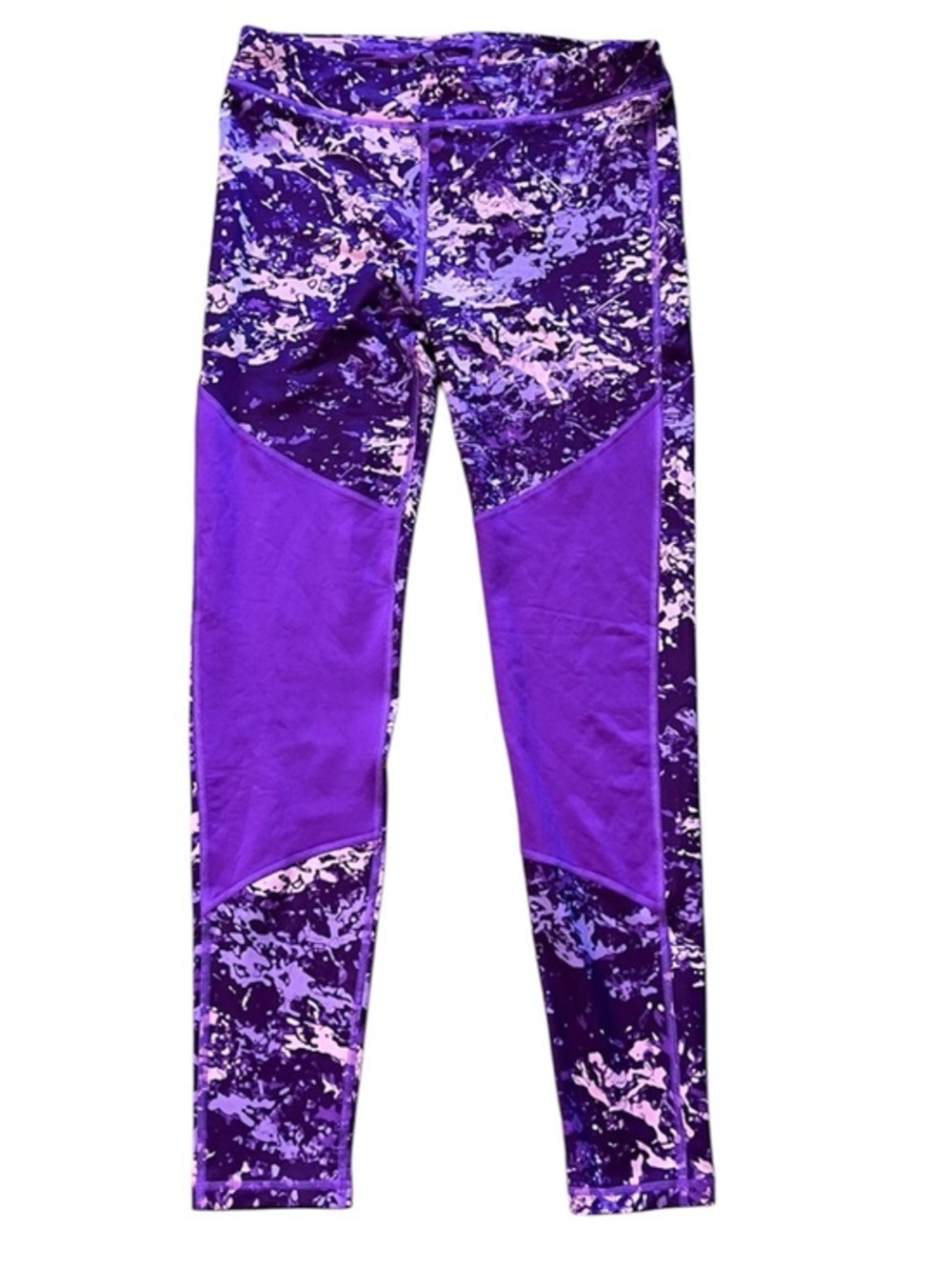 Under Armour Purple and Pink Splatter Girls' Athletic Leggings youth large